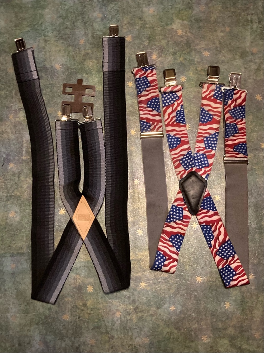 Lot/Bundle 4 pairs workwear suspenders, Duluth Schmidt Patriotic Striped Black - Picture 5 of 8